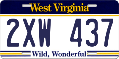 WV license plate 2XW437