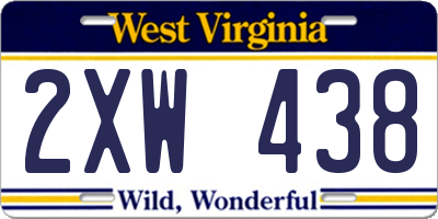 WV license plate 2XW438