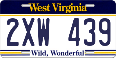 WV license plate 2XW439
