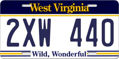 WV license plate 2XW440