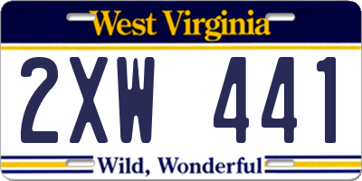 WV license plate 2XW441