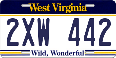 WV license plate 2XW442