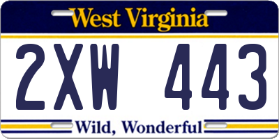 WV license plate 2XW443