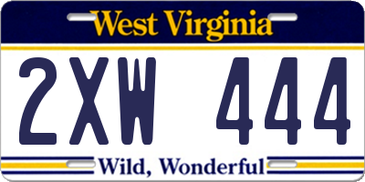 WV license plate 2XW444