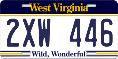 WV license plate 2XW446