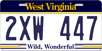 WV license plate 2XW447