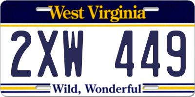 WV license plate 2XW449
