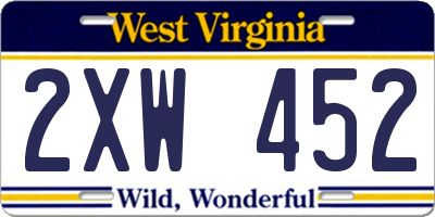 WV license plate 2XW452
