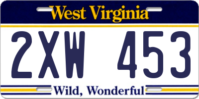 WV license plate 2XW453