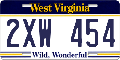 WV license plate 2XW454