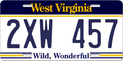WV license plate 2XW457