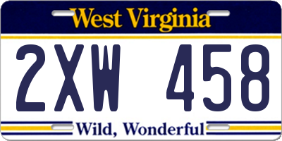 WV license plate 2XW458