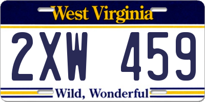 WV license plate 2XW459