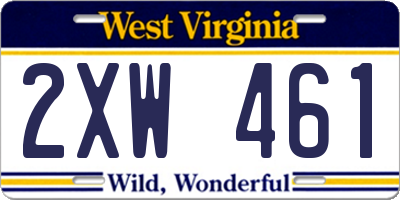 WV license plate 2XW461