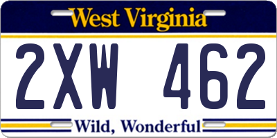 WV license plate 2XW462