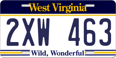 WV license plate 2XW463
