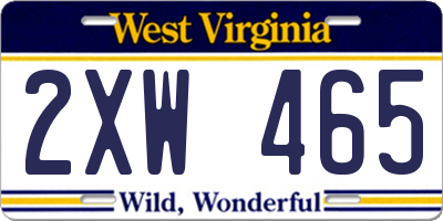 WV license plate 2XW465