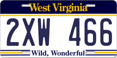 WV license plate 2XW466