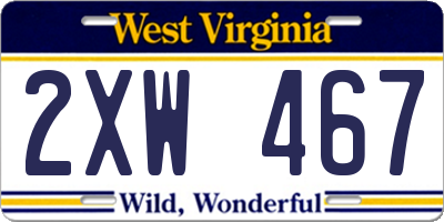 WV license plate 2XW467