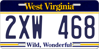 WV license plate 2XW468