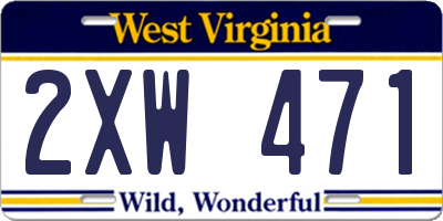 WV license plate 2XW471