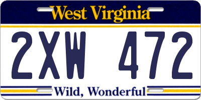 WV license plate 2XW472