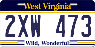 WV license plate 2XW473