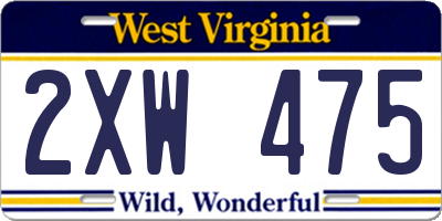 WV license plate 2XW475