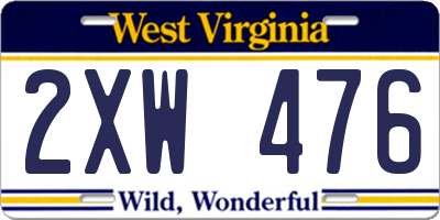 WV license plate 2XW476