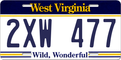 WV license plate 2XW477