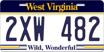 WV license plate 2XW482
