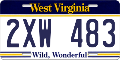 WV license plate 2XW483