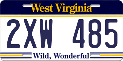 WV license plate 2XW485