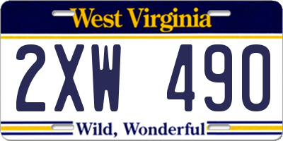 WV license plate 2XW490