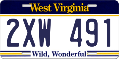 WV license plate 2XW491