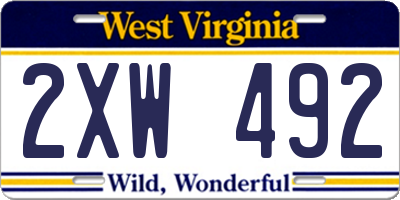 WV license plate 2XW492
