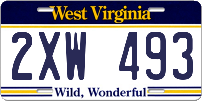 WV license plate 2XW493