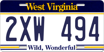 WV license plate 2XW494
