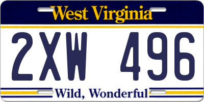 WV license plate 2XW496