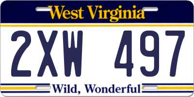 WV license plate 2XW497