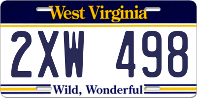 WV license plate 2XW498