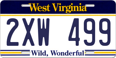 WV license plate 2XW499
