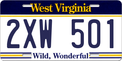 WV license plate 2XW501
