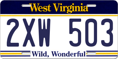 WV license plate 2XW503