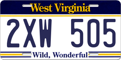 WV license plate 2XW505