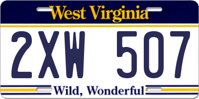 WV license plate 2XW507