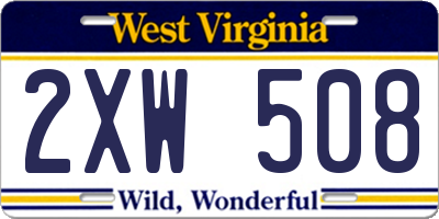 WV license plate 2XW508