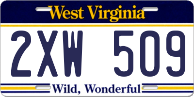 WV license plate 2XW509
