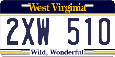 WV license plate 2XW510