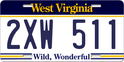WV license plate 2XW511